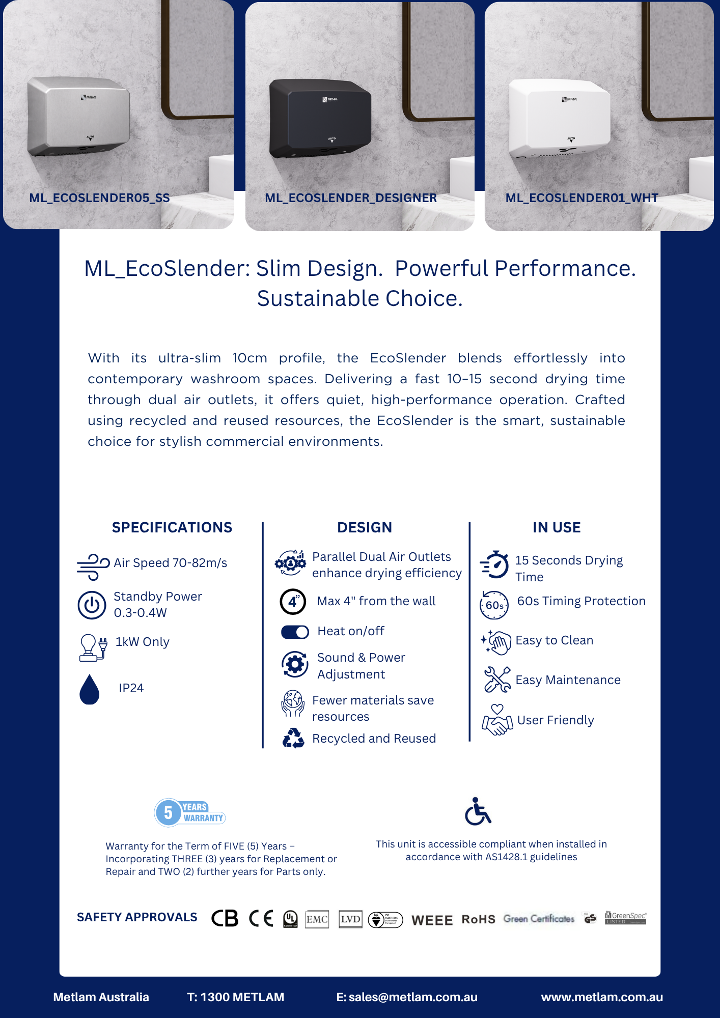 Metlam Australia EcoSlender Hand Dryer Flyer